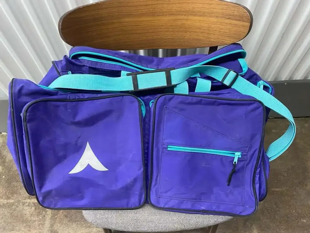 Vintage Dynastar Skis Blue and Teal Large Duffle Bag